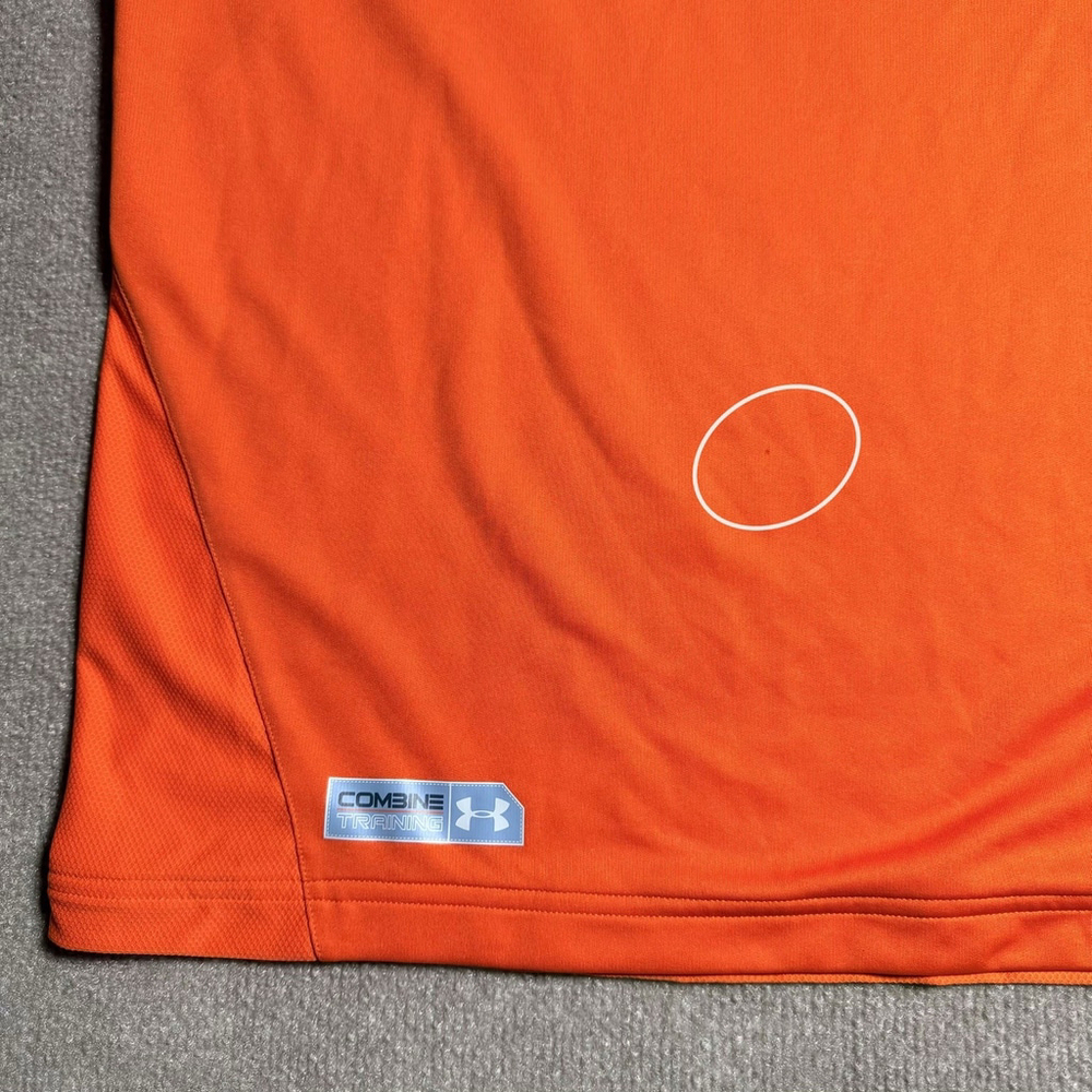 Under Armour Shirt Mens 3XL Orange Combine Training HeatGear V-Neck Gym Tee - Picture 7 of 16